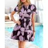 imageBTFBM Summer Dresses for Women 2026 Lightweight Casual Short Sleeve Floral Mini Dress A Line Beach Vacation SundressBlack Purple Flower