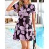 imageBTFBM Summer Dresses for Women 2026 Lightweight Casual Short Sleeve Floral Mini Dress A Line Beach Vacation SundressBlack Purple Flower