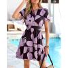 imageBTFBM Summer Dresses for Women 2026 Lightweight Casual Short Sleeve Floral Mini Dress A Line Beach Vacation SundressBlack Purple Flower