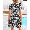 imageBTFBM Summer Dresses for Women 2026 Lightweight Casual Short Sleeve Floral Mini Dress A Line Beach Vacation SundressBlack White Flower