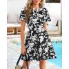 imageBTFBM Summer Dresses for Women 2026 Lightweight Casual Short Sleeve Floral Mini Dress A Line Beach Vacation SundressBlack White Flower