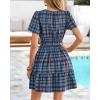 imageBTFBM Summer Dresses for Women 2026 Lightweight Casual Short Sleeve Floral Mini Dress A Line Beach Vacation SundressBlue