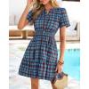 imageBTFBM Summer Dresses for Women 2026 Lightweight Casual Short Sleeve Floral Mini Dress A Line Beach Vacation SundressBlue