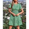 imageBTFBM Summer Dresses for Women 2026 Lightweight Casual Short Sleeve Floral Mini Dress A Line Beach Vacation SundressGreen