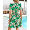 imageBTFBM Summer Dresses for Women 2026 Lightweight Casual Short Sleeve Floral Mini Dress A Line Beach Vacation SundressGreen Pink Flower