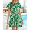 imageBTFBM Summer Dresses for Women 2026 Lightweight Casual Short Sleeve Floral Mini Dress A Line Beach Vacation SundressGreen Pink Flower