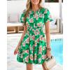 imageBTFBM Summer Dresses for Women 2026 Lightweight Casual Short Sleeve Floral Mini Dress A Line Beach Vacation SundressGreen Pink Flower