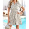 imageBTFBM Summer Dresses for Women 2026 Lightweight Casual Short Sleeve Floral Mini Dress A Line Beach Vacation SundressLight Khaki