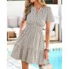 imageBTFBM Summer Dresses for Women 2026 Lightweight Casual Short Sleeve Floral Mini Dress A Line Beach Vacation SundressLight Khaki