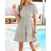 imageBTFBM Summer Dresses for Women 2026 Lightweight Casual Short Sleeve Floral Mini Dress A Line Beach Vacation SundressLight Khaki