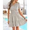 imageBTFBM Summer Dresses for Women 2026 Lightweight Casual Short Sleeve Floral Mini Dress A Line Beach Vacation SundressLight Khaki