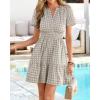 imageBTFBM Summer Dresses for Women 2026 Lightweight Casual Short Sleeve Floral Mini Dress A Line Beach Vacation SundressLight Khaki