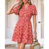 imageBTFBM Summer Dresses for Women 2026 Lightweight Casual Short Sleeve Floral Mini Dress A Line Beach Vacation SundressRed