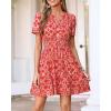 imageBTFBM Summer Dresses for Women 2026 Lightweight Casual Short Sleeve Floral Mini Dress A Line Beach Vacation SundressRed