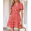 imageBTFBM Summer Dresses for Women 2026 Lightweight Casual Short Sleeve Floral Mini Dress A Line Beach Vacation SundressRed