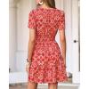 imageBTFBM Summer Dresses for Women 2026 Lightweight Casual Short Sleeve Floral Mini Dress A Line Beach Vacation SundressRed