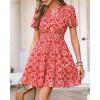imageBTFBM Summer Dresses for Women 2026 Lightweight Casual Short Sleeve Floral Mini Dress A Line Beach Vacation SundressRed