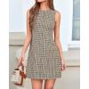 imageBTFBM Summer Dresses for Women 2026 Plaid Sleeveless Zip Up A Line Mini Dress Business Casual Vacation Gingham SundressApricot