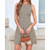 imageBTFBM Summer Dresses for Women 2026 Plaid Sleeveless Zip Up A Line Mini Dress Business Casual Vacation Gingham SundressApricot