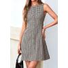 imageBTFBM Summer Dresses for Women 2026 Plaid Sleeveless Zip Up A Line Mini Dress Business Casual Vacation Gingham SundressBlack Grey