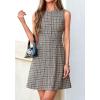 imageBTFBM Summer Dresses for Women 2026 Plaid Sleeveless Zip Up A Line Mini Dress Business Casual Vacation Gingham SundressBlack Grey