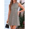 imageBTFBM Summer Dresses for Women 2026 Plaid Sleeveless Zip Up A Line Mini Dress Business Casual Vacation Gingham SundressBlack Grey