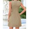 imageBTFBM Summer Dresses for Women 2026 Plaid Sleeveless Zip Up A Line Mini Dress Business Casual Vacation Gingham SundressKhaki