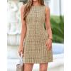 imageBTFBM Summer Dresses for Women 2026 Plaid Sleeveless Zip Up A Line Mini Dress Business Casual Vacation Gingham SundressKhaki