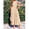 imageBTFBM Summer Dresses for Women 2026 Sleeveless Boho V Neck A Line Flowy Spring Casual Maxi Dress Beach Vacation PocketsApricot
