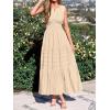 imageBTFBM Summer Dresses for Women 2026 Sleeveless Boho V Neck A Line Flowy Spring Casual Maxi Dress Beach Vacation PocketsApricot