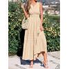imageBTFBM Summer Dresses for Women 2026 Sleeveless Boho V Neck A Line Flowy Spring Casual Maxi Dress Beach Vacation PocketsApricot
