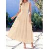 imageBTFBM Summer Dresses for Women 2026 Sleeveless Boho V Neck A Line Flowy Spring Casual Maxi Dress Beach Vacation PocketsApricot