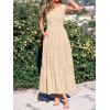 imageBTFBM Summer Dresses for Women 2026 Sleeveless Boho V Neck A Line Flowy Spring Casual Maxi Dress Beach Vacation PocketsApricot