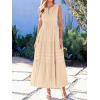 imageBTFBM Summer Dresses for Women 2026 Sleeveless Boho V Neck A Line Flowy Spring Casual Maxi Dress Beach Vacation PocketsApricot