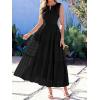 imageBTFBM Summer Dresses for Women 2026 Sleeveless Boho V Neck A Line Flowy Spring Casual Maxi Dress Beach Vacation PocketsBlack