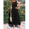 imageBTFBM Summer Dresses for Women 2026 Sleeveless Boho V Neck A Line Flowy Spring Casual Maxi Dress Beach Vacation PocketsBlack
