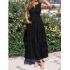 imageBTFBM Summer Dresses for Women 2026 Sleeveless Boho V Neck A Line Flowy Spring Casual Maxi Dress Beach Vacation PocketsBlack