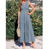 imageBTFBM Summer Dresses for Women 2026 Sleeveless Boho V Neck A Line Flowy Spring Casual Maxi Dress Beach Vacation PocketsBlue Grey