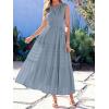 imageBTFBM Summer Dresses for Women 2026 Sleeveless Boho V Neck A Line Flowy Spring Casual Maxi Dress Beach Vacation PocketsBlue Grey
