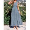 imageBTFBM Summer Dresses for Women 2026 Sleeveless Boho V Neck A Line Flowy Spring Casual Maxi Dress Beach Vacation PocketsBlue Grey