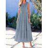 imageBTFBM Summer Dresses for Women 2026 Sleeveless Boho V Neck A Line Flowy Spring Casual Maxi Dress Beach Vacation PocketsBlue Grey