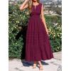 imageBTFBM Summer Dresses for Women 2026 Sleeveless Boho V Neck A Line Flowy Spring Casual Maxi Dress Beach Vacation PocketsBurgundy