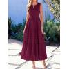 imageBTFBM Summer Dresses for Women 2026 Sleeveless Boho V Neck A Line Flowy Spring Casual Maxi Dress Beach Vacation PocketsBurgundy