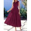 imageBTFBM Summer Dresses for Women 2026 Sleeveless Boho V Neck A Line Flowy Spring Casual Maxi Dress Beach Vacation PocketsBurgundy