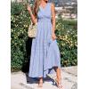 imageBTFBM Summer Dresses for Women 2026 Sleeveless Boho V Neck A Line Flowy Spring Casual Maxi Dress Beach Vacation PocketsLight Blue