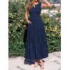 imageBTFBM Summer Dresses for Women 2026 Sleeveless Boho V Neck A Line Flowy Spring Casual Maxi Dress Beach Vacation PocketsNavy Blue