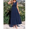 imageBTFBM Summer Dresses for Women 2026 Sleeveless Boho V Neck A Line Flowy Spring Casual Maxi Dress Beach Vacation PocketsNavy Blue