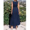imageBTFBM Summer Dresses for Women 2026 Sleeveless Boho V Neck A Line Flowy Spring Casual Maxi Dress Beach Vacation PocketsNavy Blue