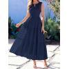imageBTFBM Summer Dresses for Women 2026 Sleeveless Boho V Neck A Line Flowy Spring Casual Maxi Dress Beach Vacation PocketsNavy Blue
