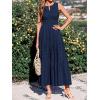 imageBTFBM Summer Dresses for Women 2026 Sleeveless Boho V Neck A Line Flowy Spring Casual Maxi Dress Beach Vacation PocketsNavy Blue